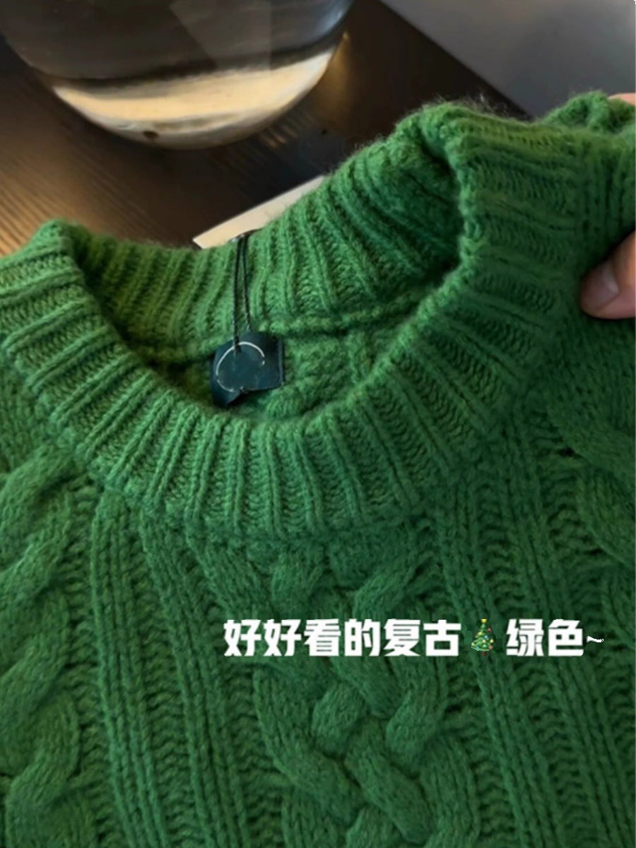 Thickened Loose Lazy Wear Slim Solid Color Knitted Sweater