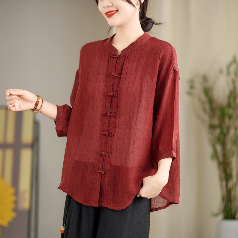 Real Shot Improved New Chinese Style Open Shirt