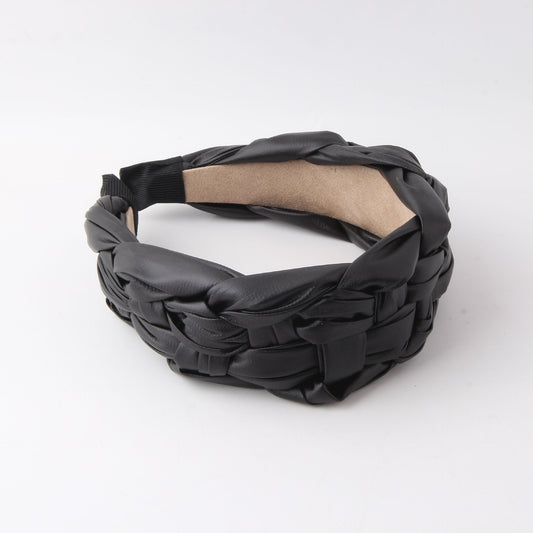 Wide Side Simplicity Woven Leather Headband Women's Leisure Street Shot Headdress