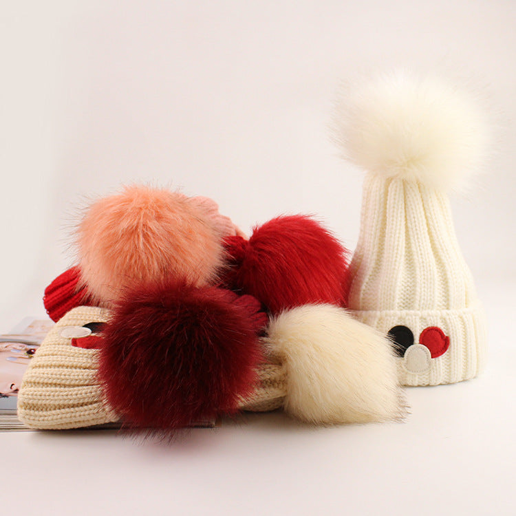 Women's Versatile Wool Ball Knitted Wool Hat Plush
