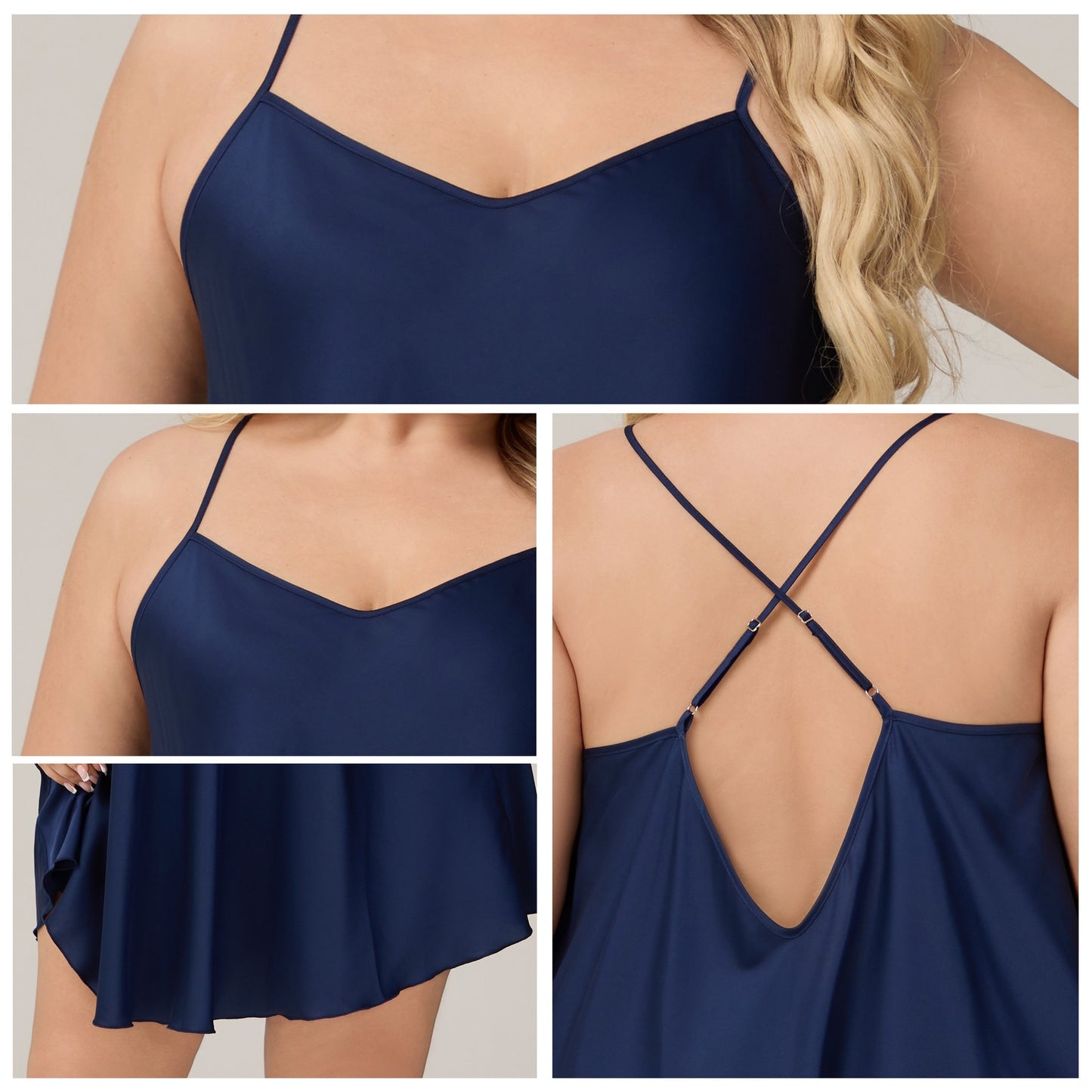 Plus-size Solid-color Satin Chiffon Pajamas From Europe And The US