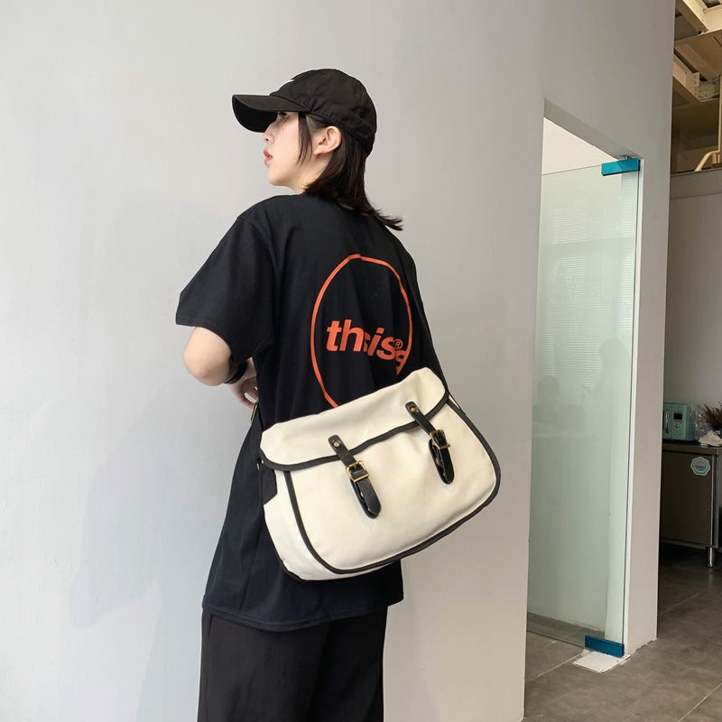 Harajuku Japanese Canvas Messenger Bag Campus Capacity