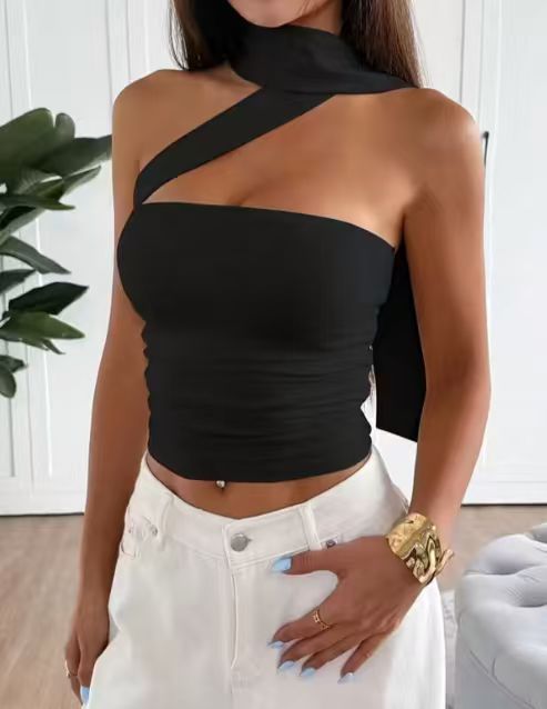 Fashionable Minimalist And Sexy Slim Fit Womens Top