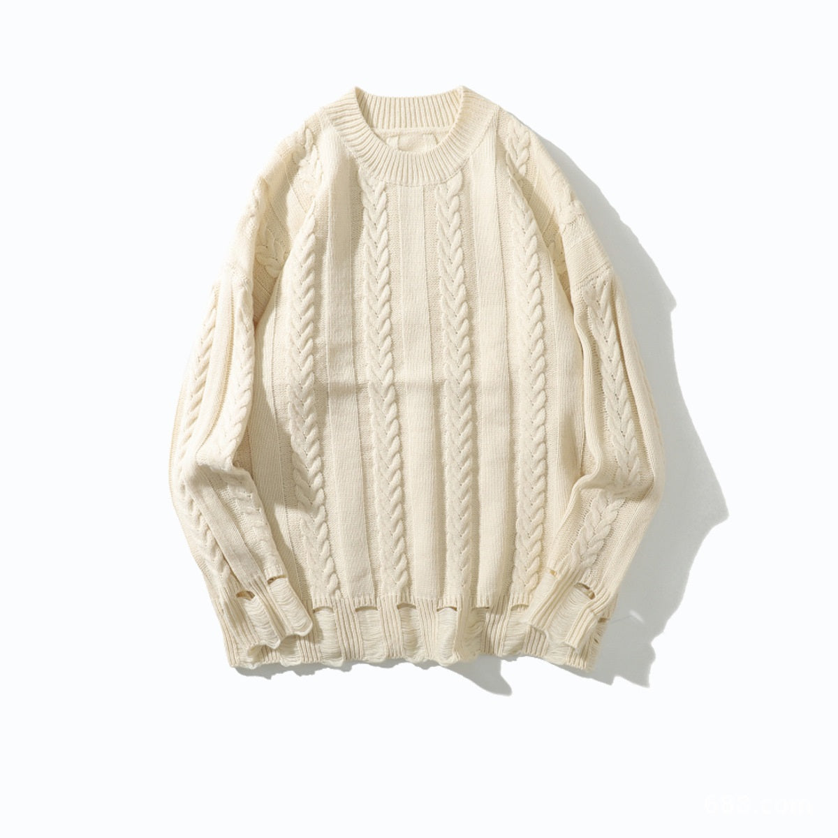 Men's And Women's Simple Twisted Fried Dough Twist Round Neck Solid Sweater