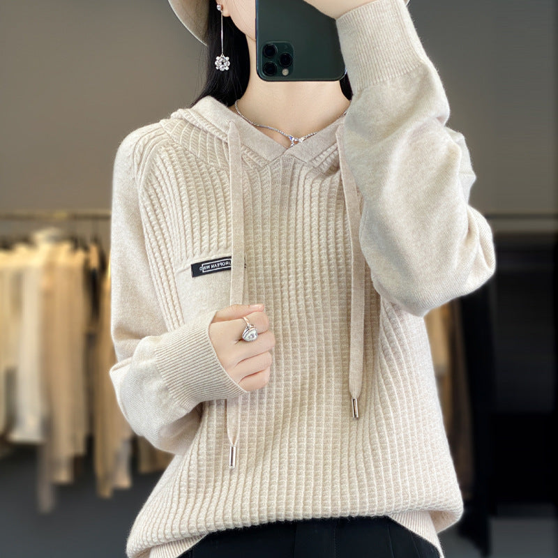Korean Style Knitted Hooded Sweater Pullover