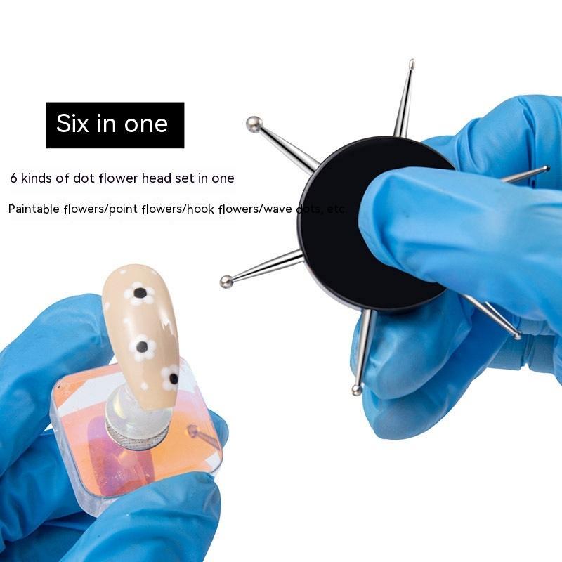 Round 6-head Point Pen Diamond Point Flower Multifunctional Brickearth Soft Clay Shaper