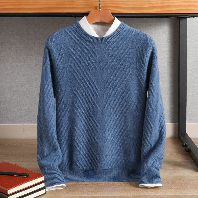 Cashmere Men's Round Neck Padded Sweater