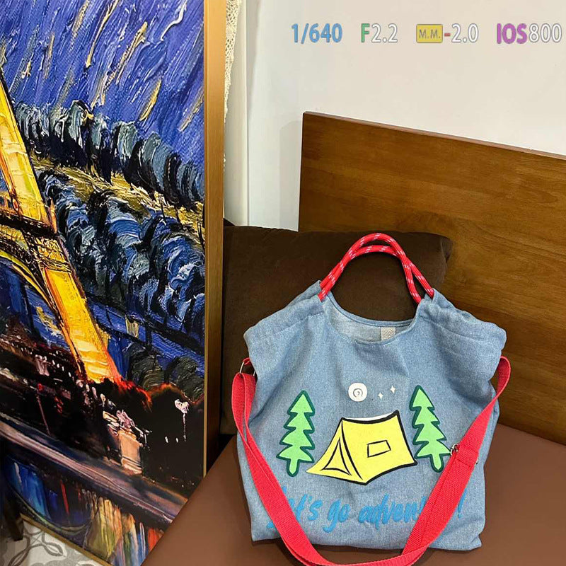 Artistic Simple Denim Crossbody Handbag
