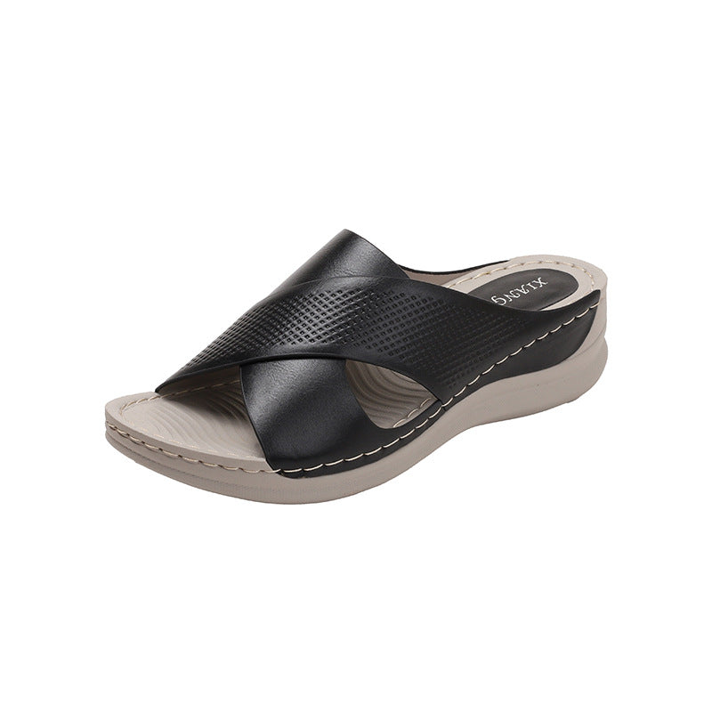 New Summer Fish-mouth Shoes For Women Chunky-sole Slide Sandals