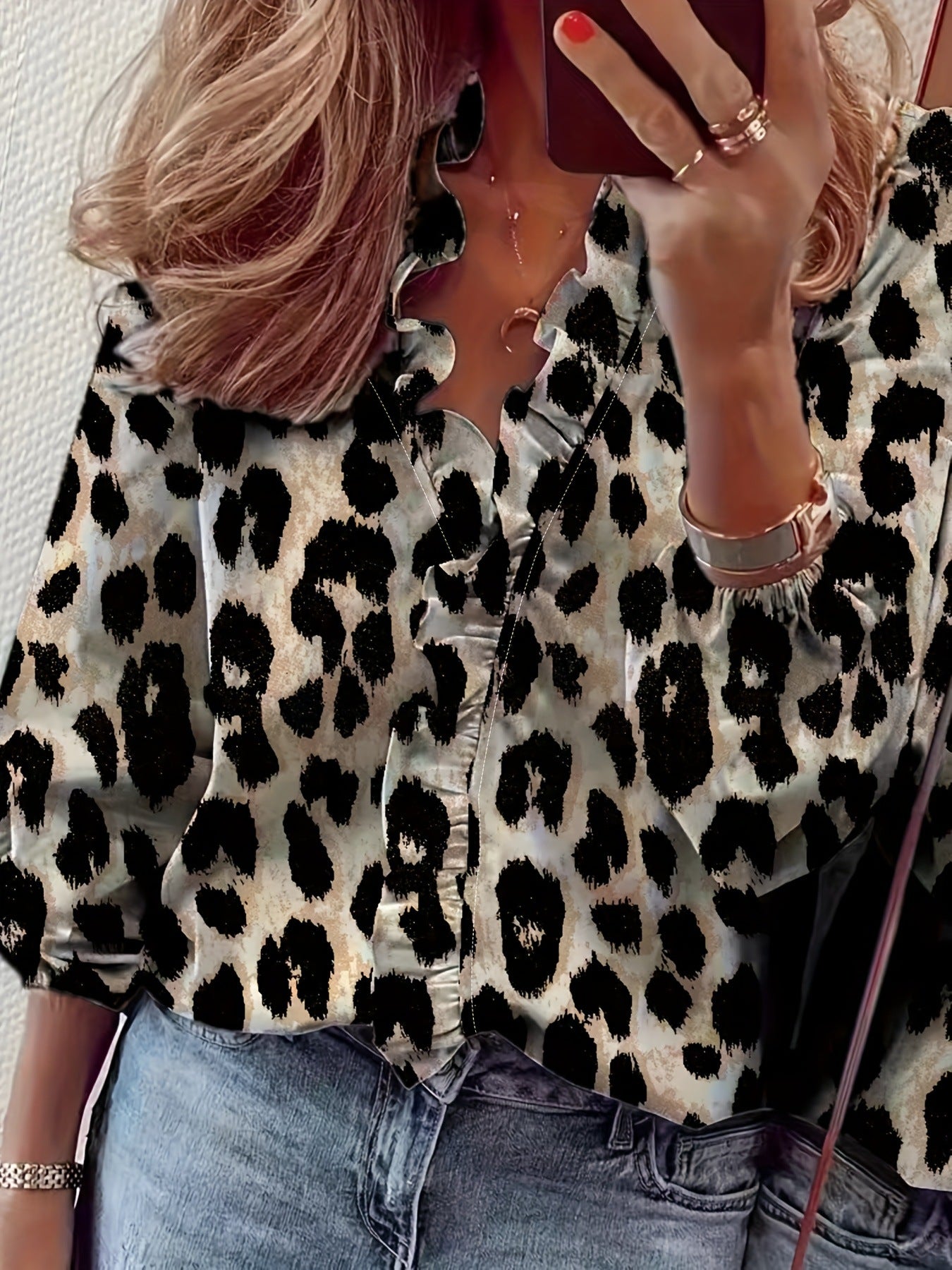 Women's Ruffle Sleeve Casual Shirt