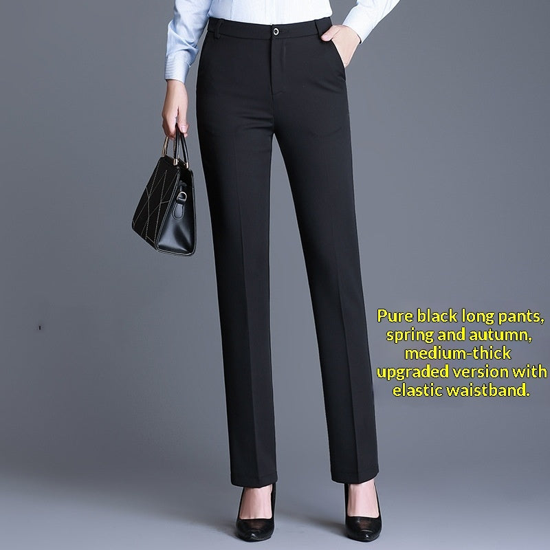 Women's Professional AutumnWinter Thick Fleece High-Waisted Straight Pants