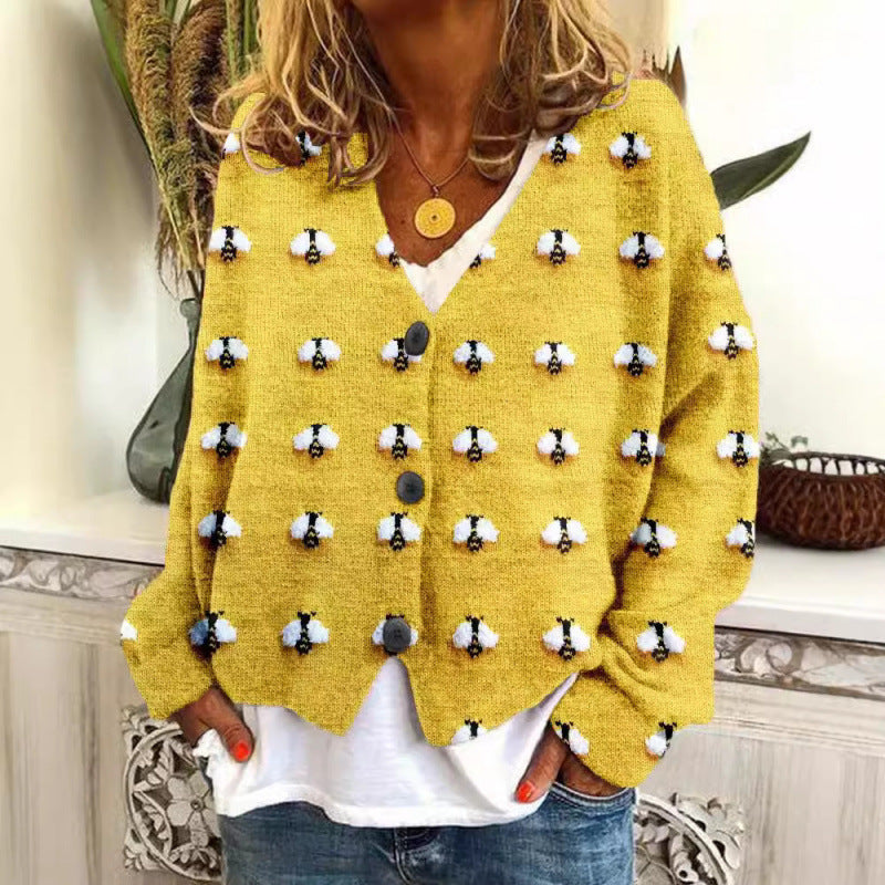 Women's Abstract Printing Casual Coat Cardigan