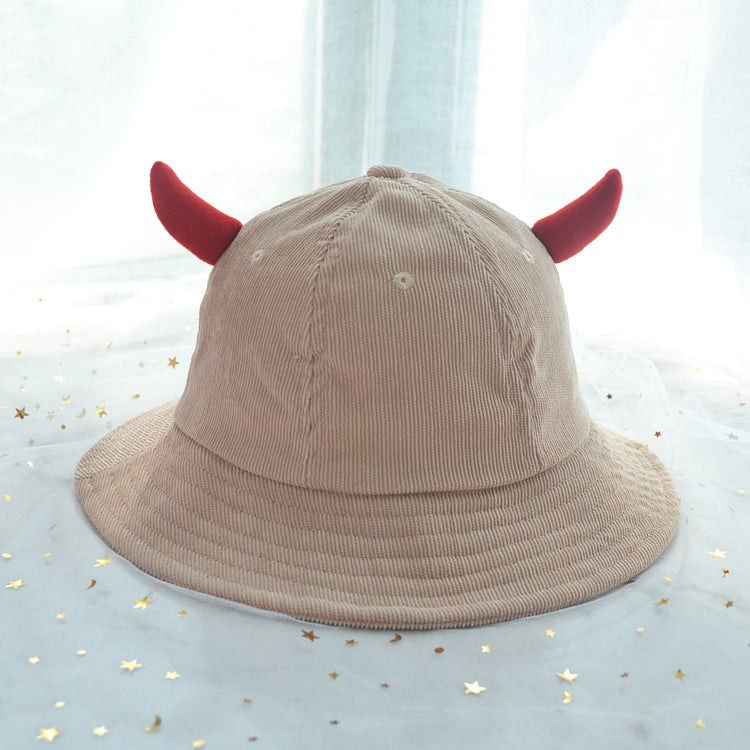 Ears Cute Sweet Soft Girl Corduroy Basin Hat