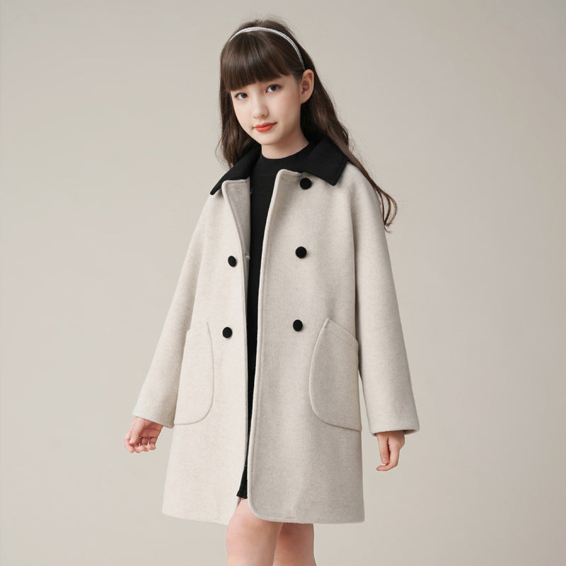 Western Style Woolen Coat Mid-length Padded Coat