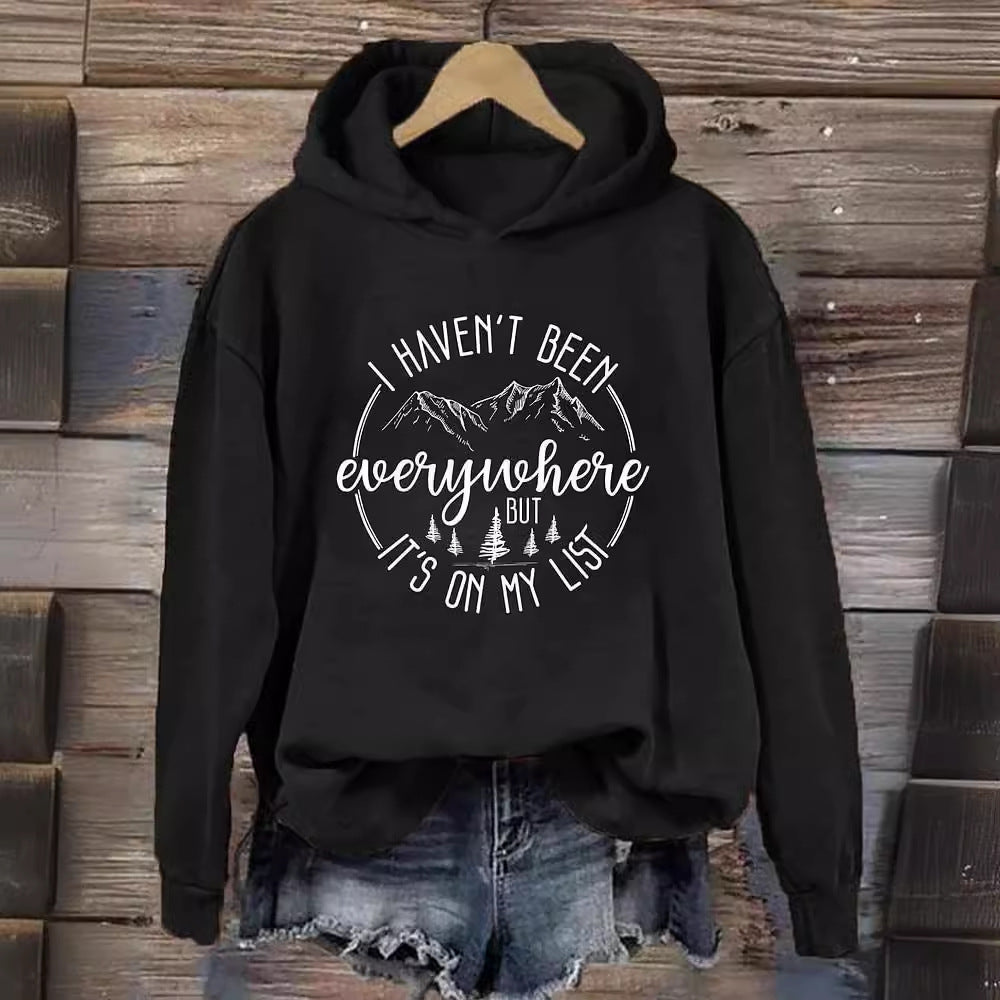 Hooded Coat Sweatshirt Printed Casual All-matching Women's Wear Top