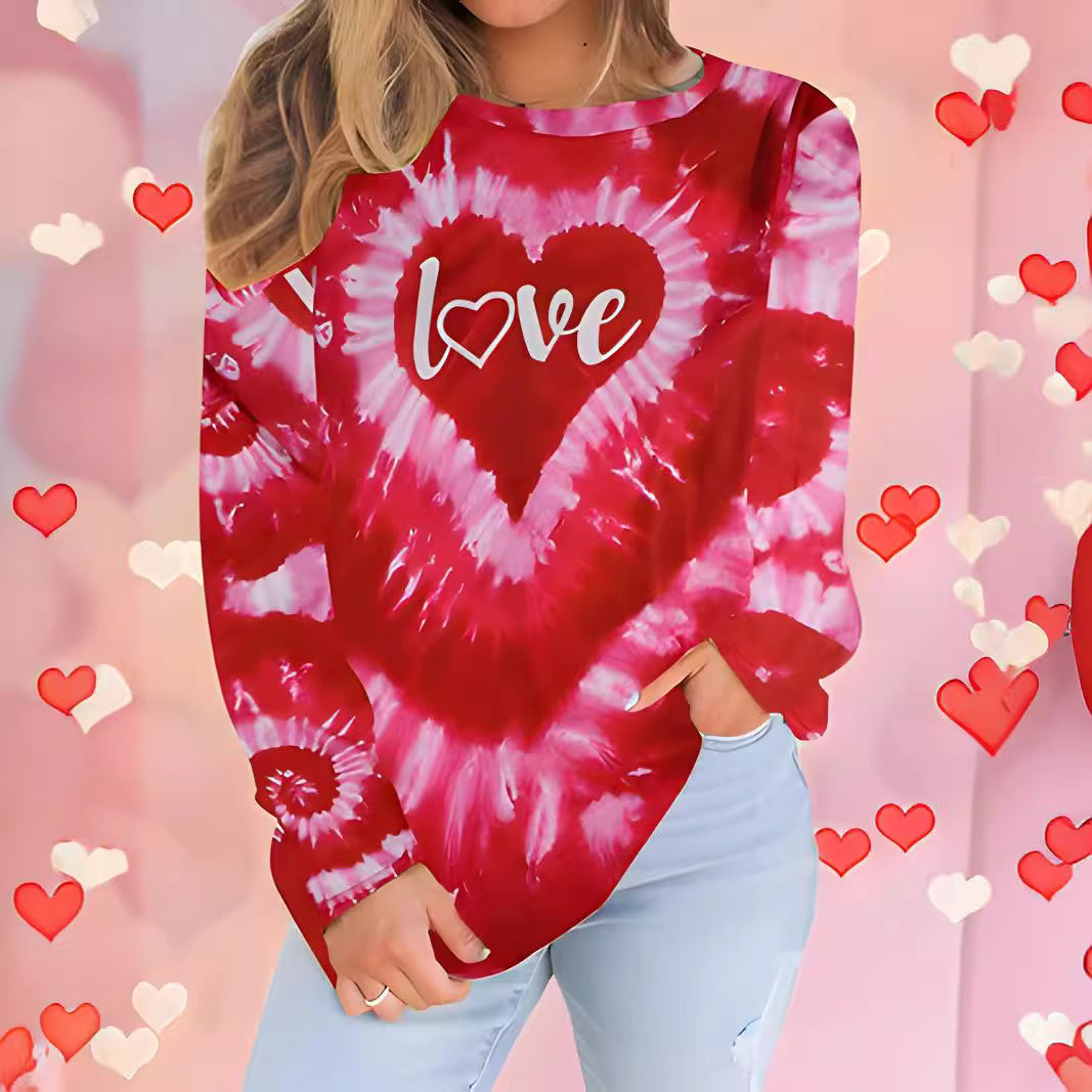 Women's Top Leisure Printed Round Neck Long Sleeve T-shirt