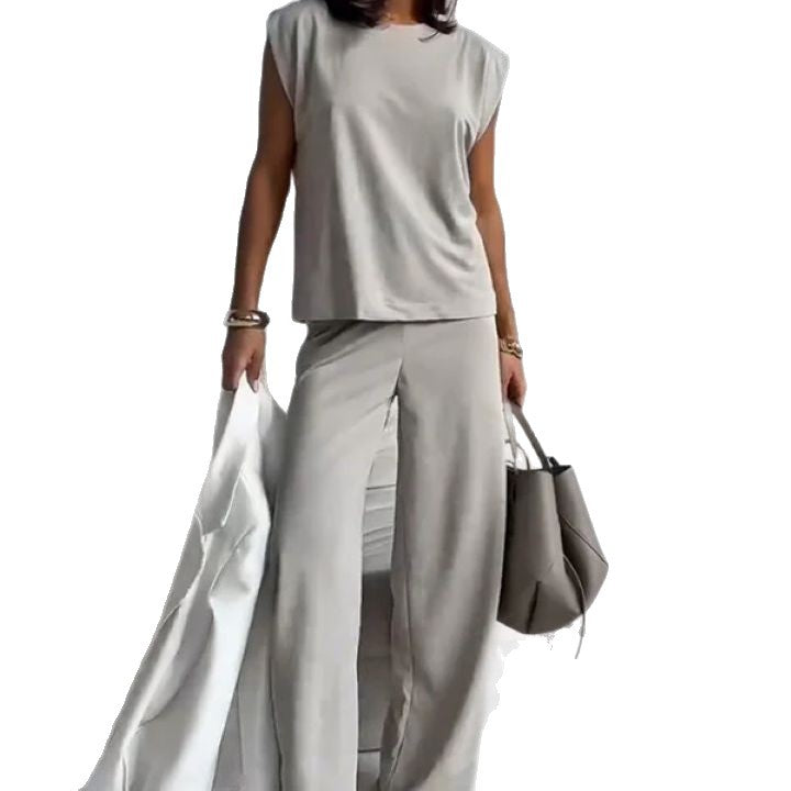 European And American Autumn And Winter New Sleeveless Solid Color