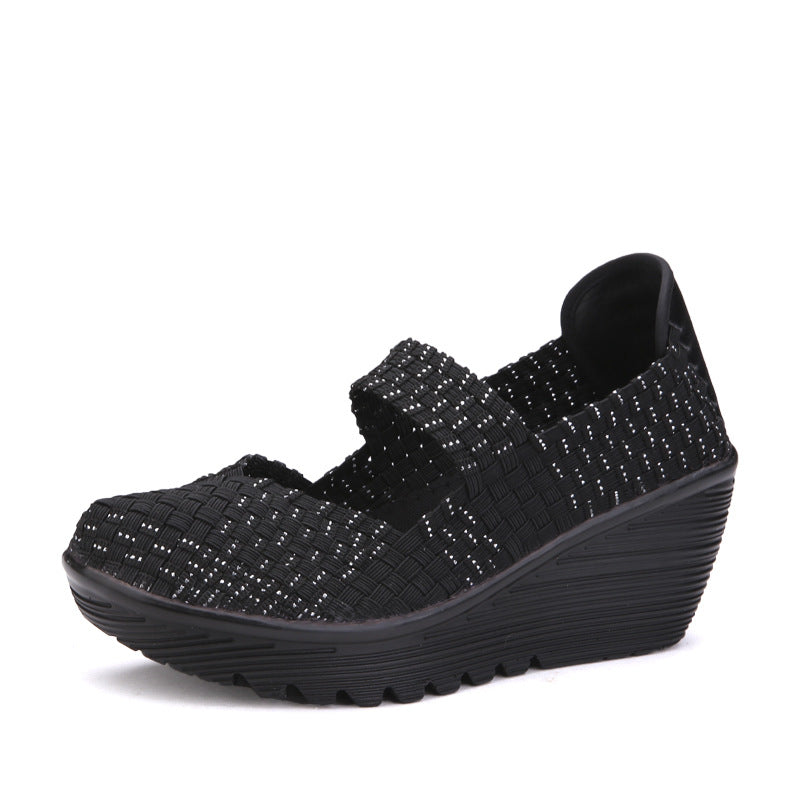 Hand-woven Women's Hollow-out Platform Casual Shoes