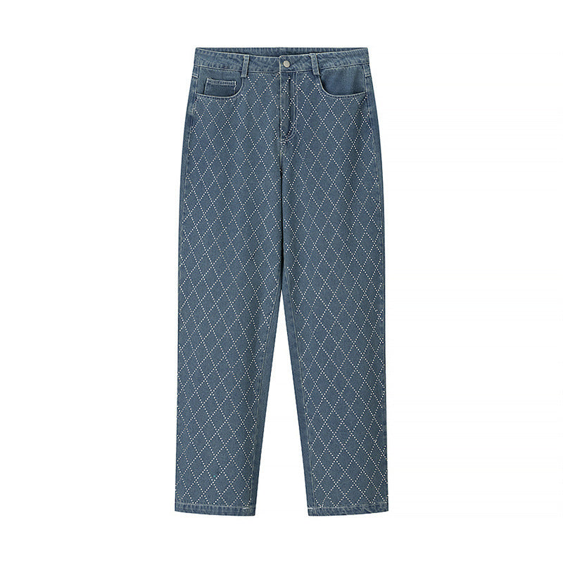 Women's Fashion Diamond Design High Waist Trousers