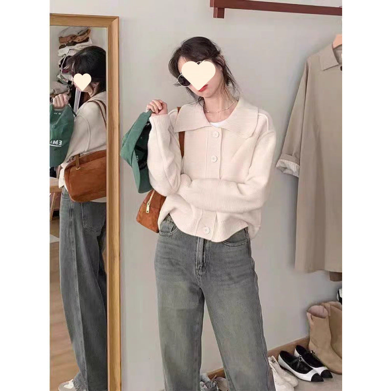 Lapel Sweater Cardigan Niche Sweater Top