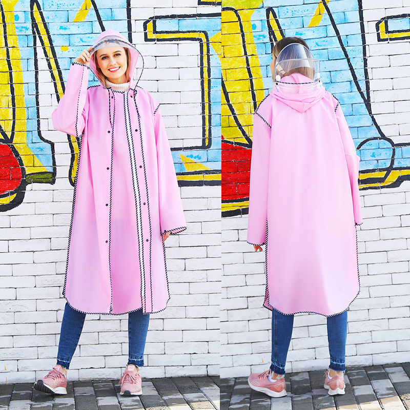 Female Students Single Long Transparent Electric Bicycle Battery Car Adult Hiking Raincoat