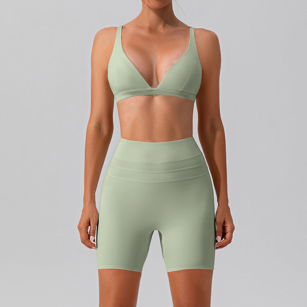 Quick-drying Skinny Yoga Clothes Suit Running Leisure Nude Feel Sports Training Fitness Suit