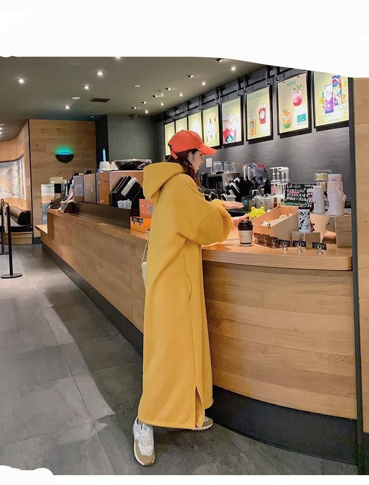 Fleece Extra Long Loose Over Knee Sweater Dress Long Skirt