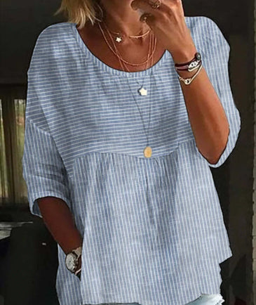 Women's Multi-color Striped Doll Shirt