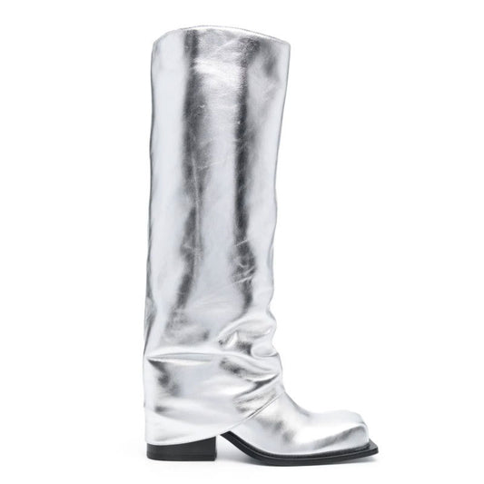 Large Apron Boots Thick Square Round Head Long Canister Boots