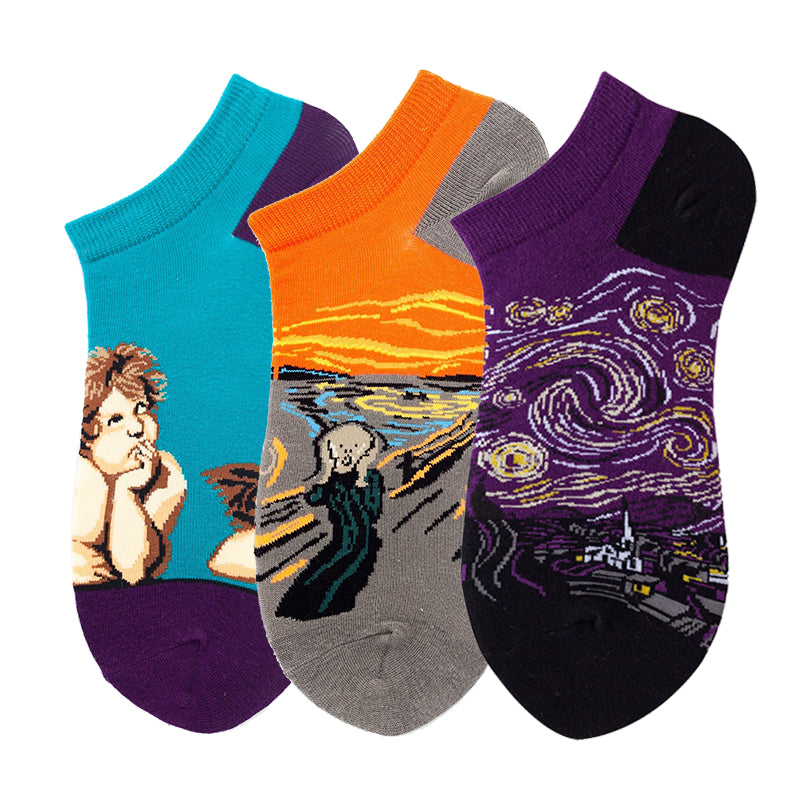 Women's Shallow Mouth Oil Painting Avocado Socks