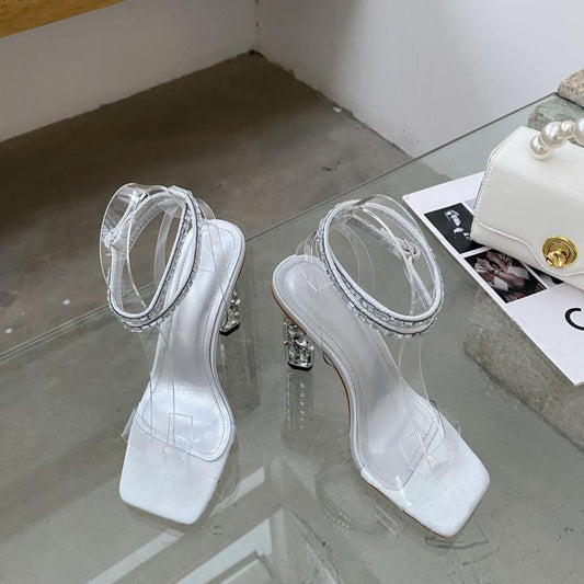 Rhinestone Ankle Strap Crystal Heel High Heels