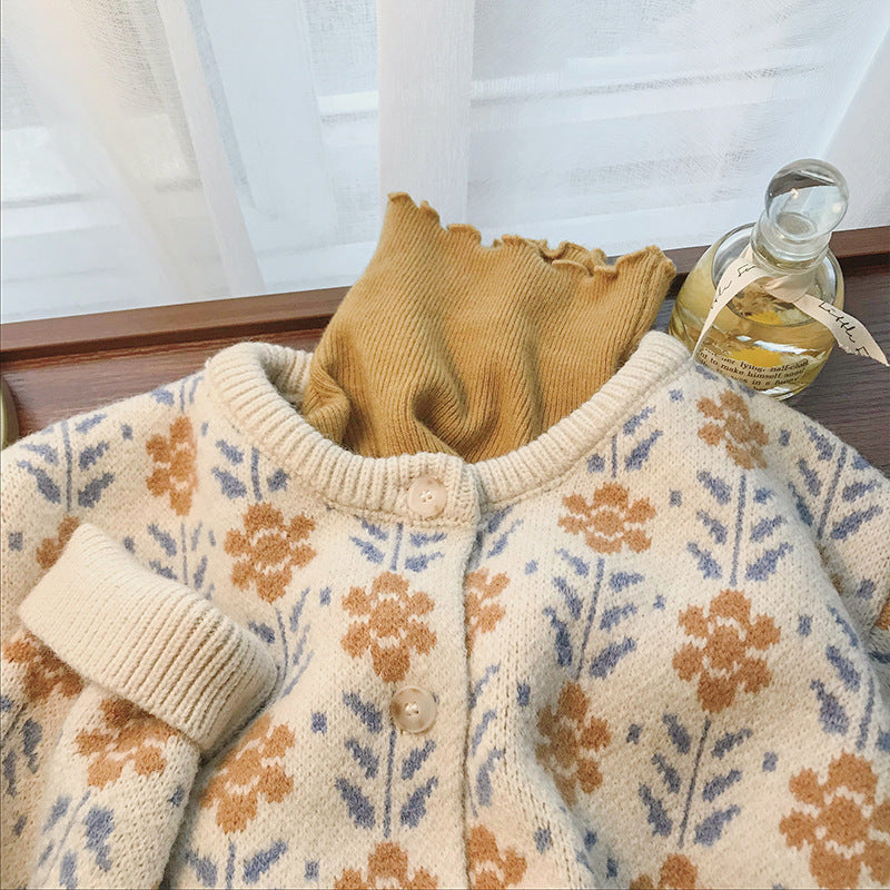 New Thickened Loose Retro Jacquard Sweater Cardigan