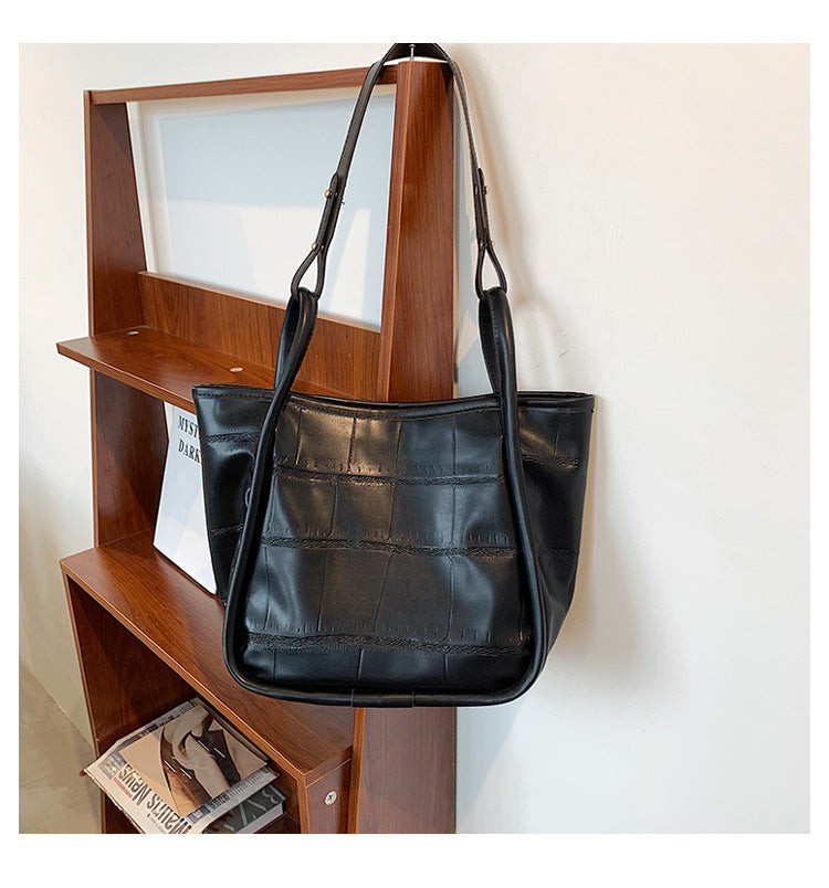 Female Simple Net Red Tote Bag Texture Commuter Briefcase Handbag