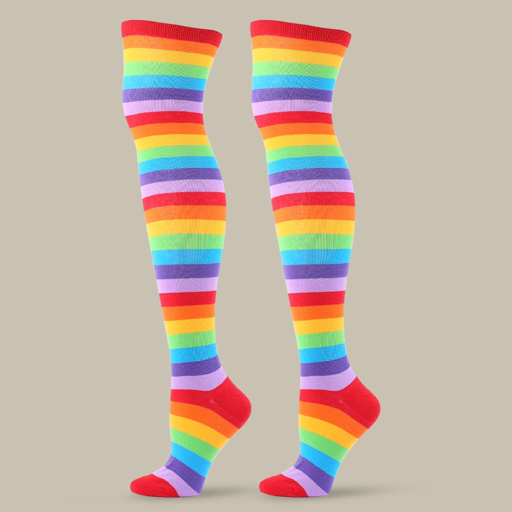 Festival Party Over The Knee Colorful Stripes Stockings