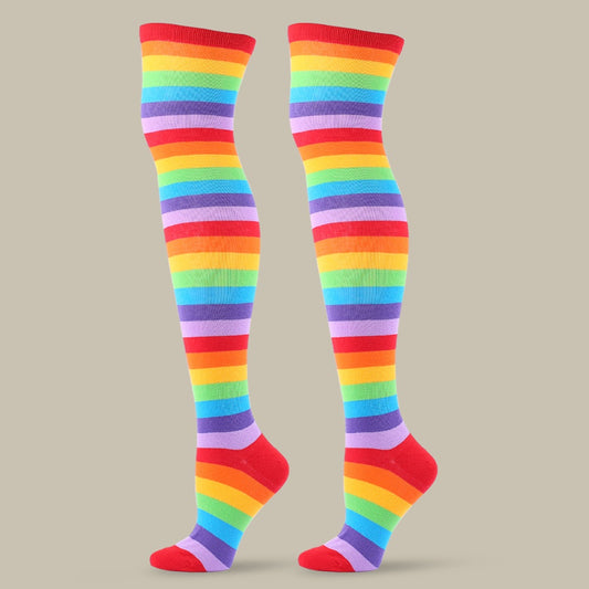 Festival Party Over The Knee Colorful Stripes Stockings