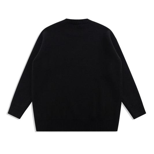 Snow Mountain Letter Jacquard Knit Men's Street Trend Loose Round Neck Sweater