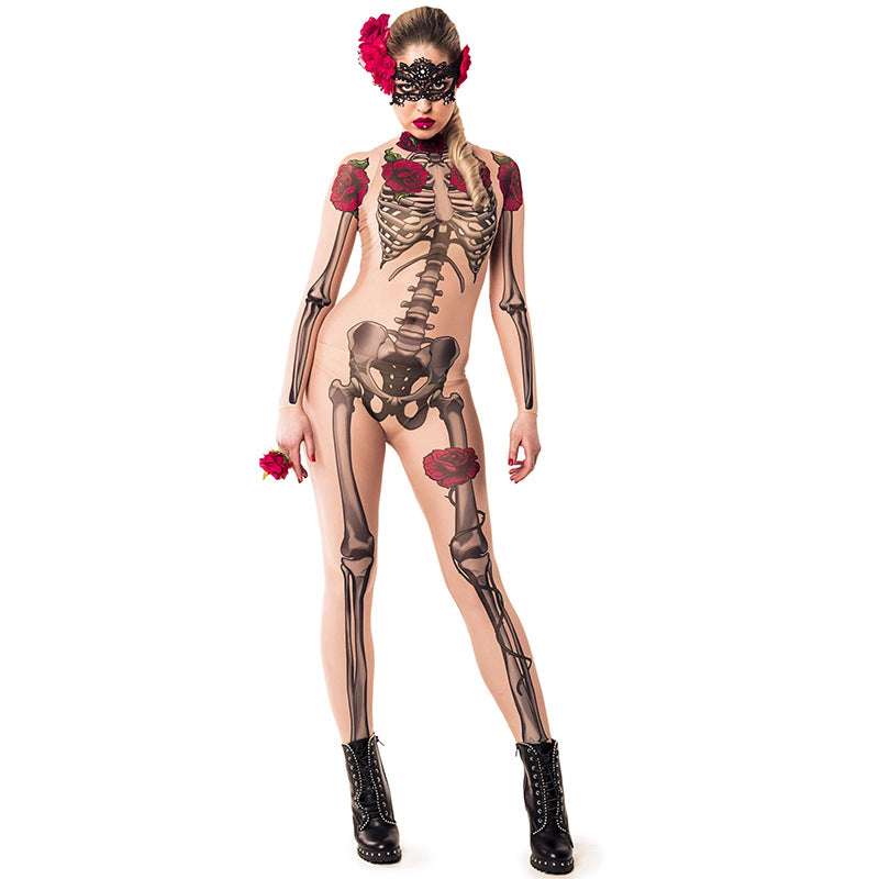 Horror Skull Rose Skeleton Women's Jumpsuit