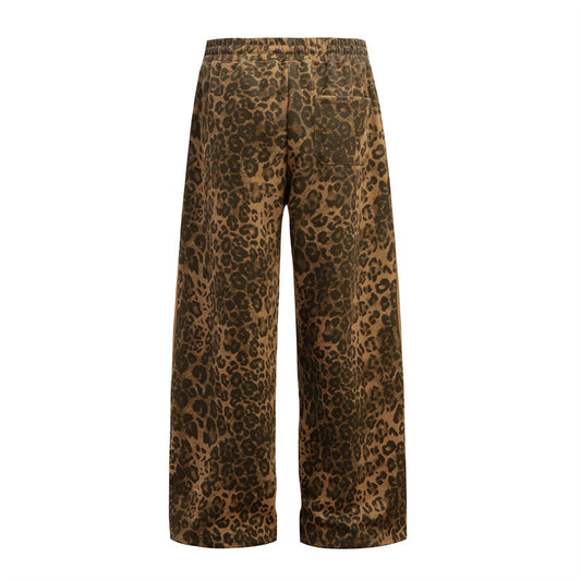 Leopardprintet Niche Ståkrave Lynlås Specialjakke Frakke Retro Sæt