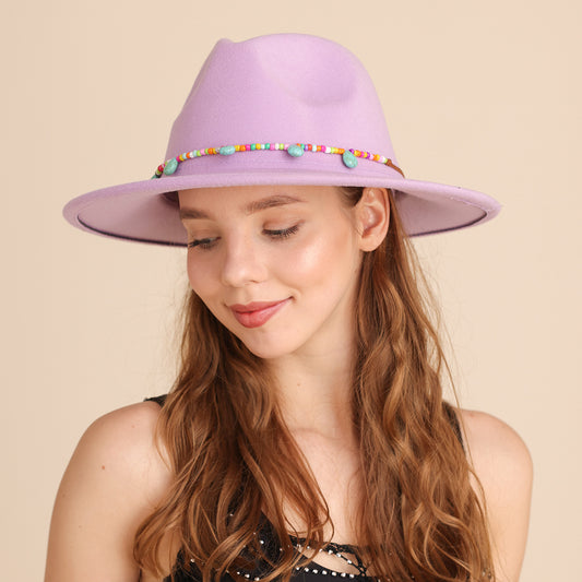 Western cowboyhat, ulden kohoved, lilla fedora til kvinder