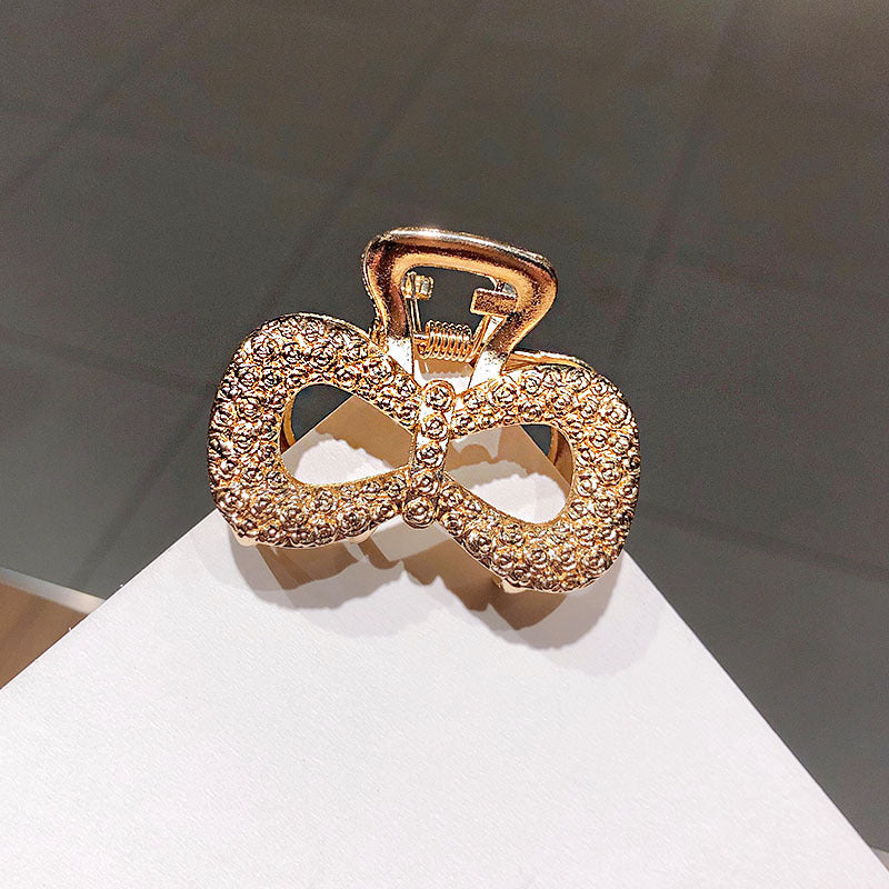 Textured Geometric Metal Bow Love Hairpin