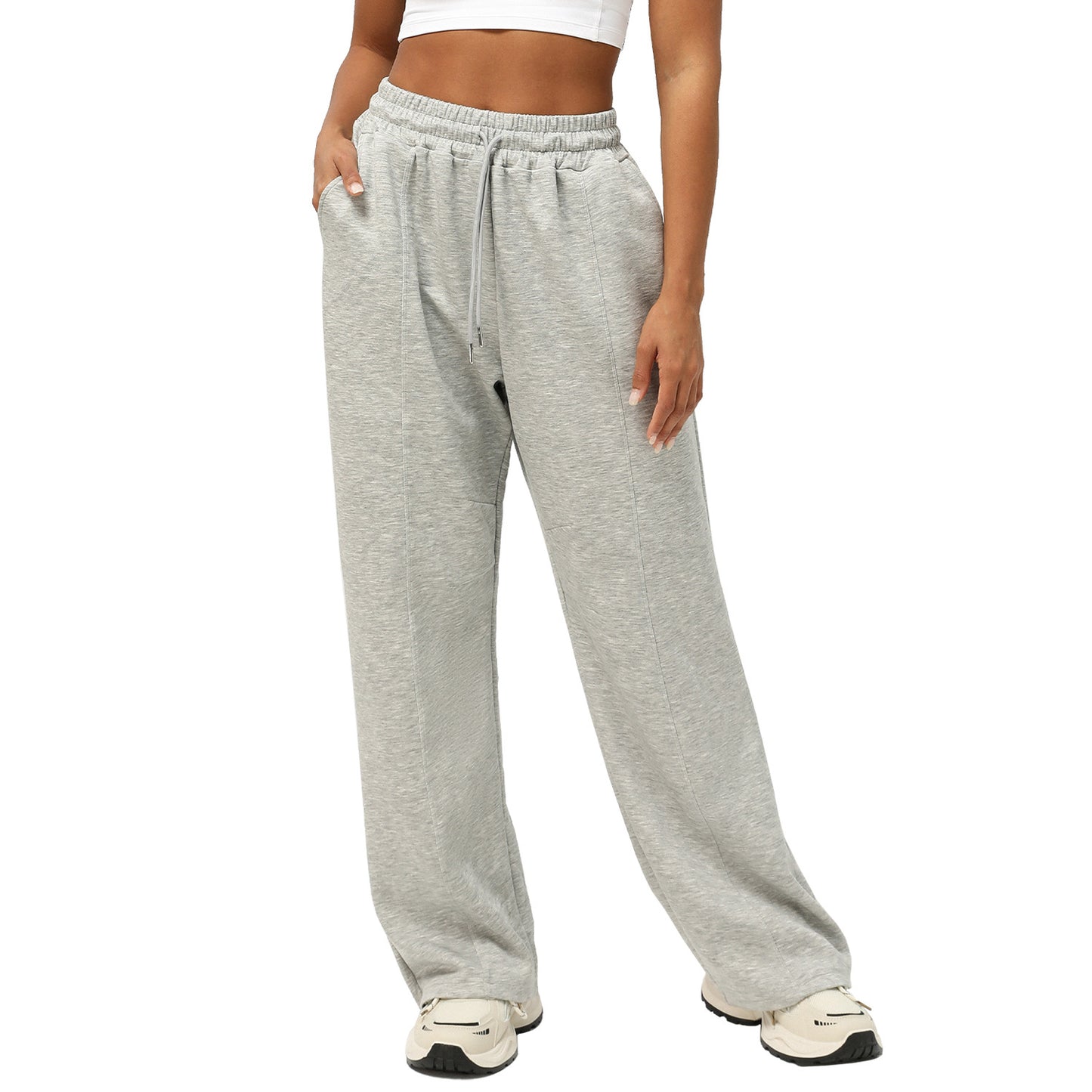 Womens High-Waisted Drawstring-Trimmed Bootcut Pants That Enhance The Hips