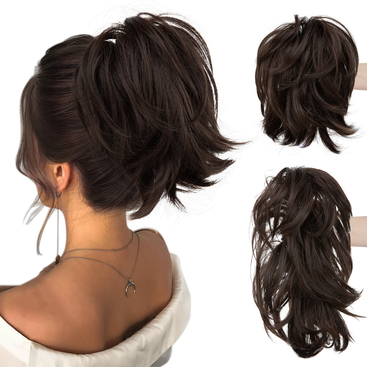 Wig Female Ponytail Short Grip Curly Hair
