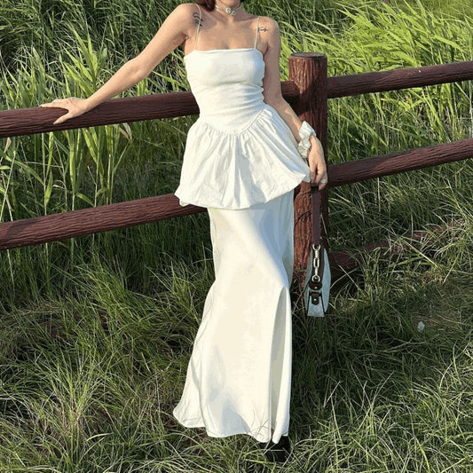 Strap Top Mermaid Gown For Exhibitions Vacation Skirt