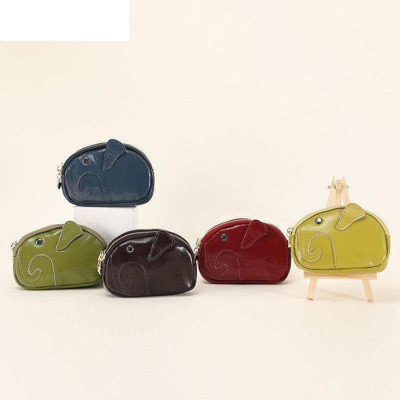 Wallet With Keychain Genuine Leather Multifunctional Coin Card Holder