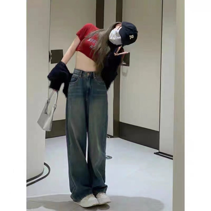 High Waist Wide Leg Pants Straight Jeans