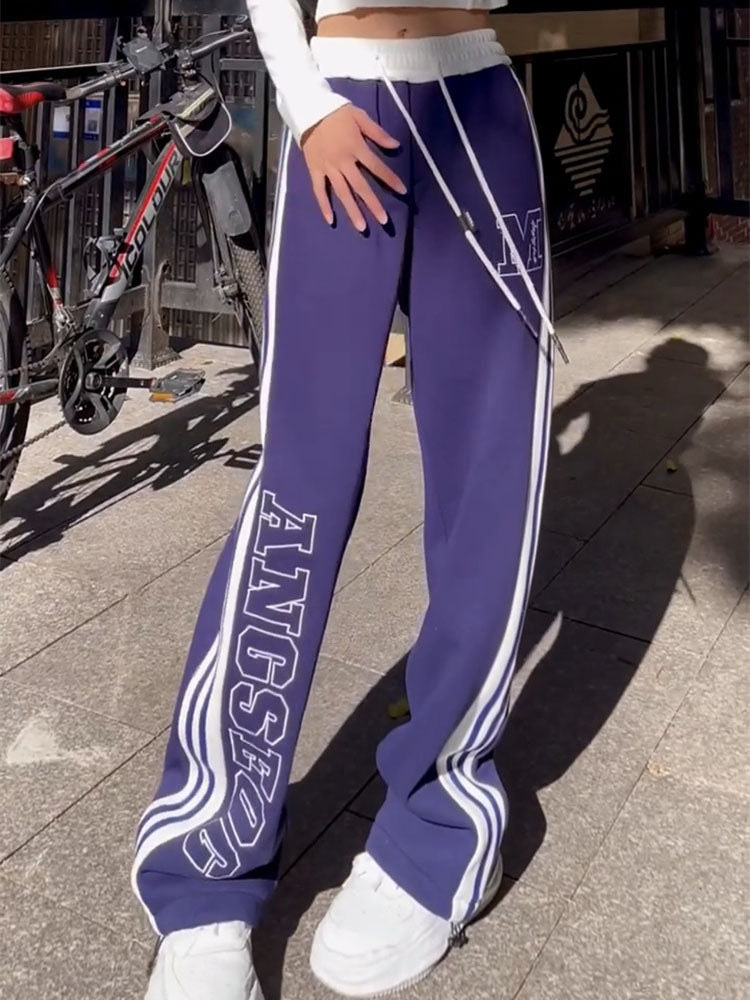 Women's Alphabet Side Stripe Straight Leg Sweatpants