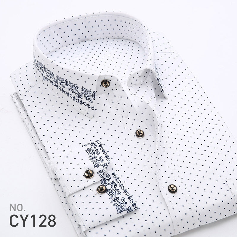Men's Printed Long-sleeved Shirt Korean Style