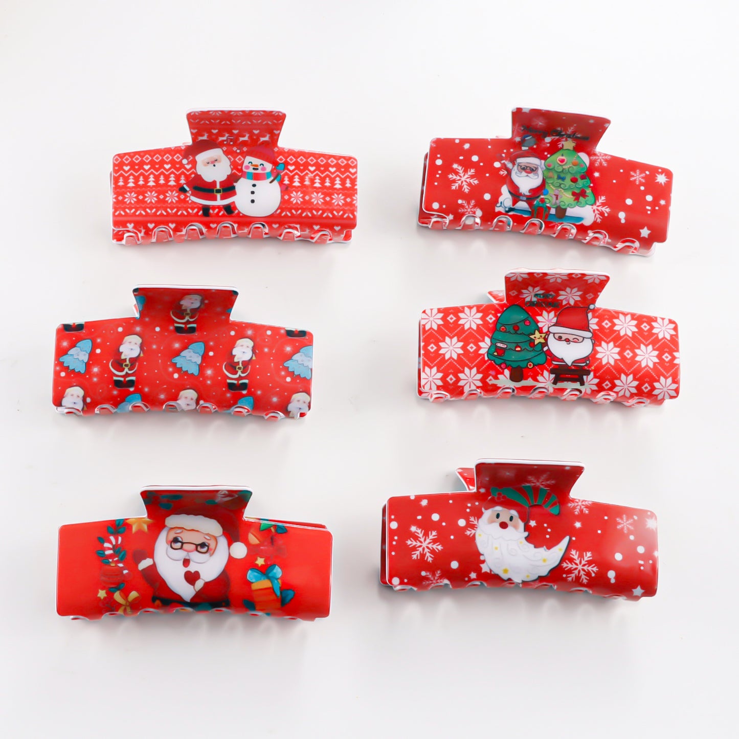 Christmas Snowflake And Santa Claus Pattern Shark Clip For The Back Of The Head