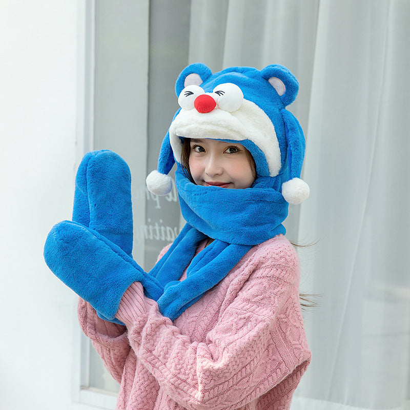 Winter Hat And Scarf Integrated Plush Insulation