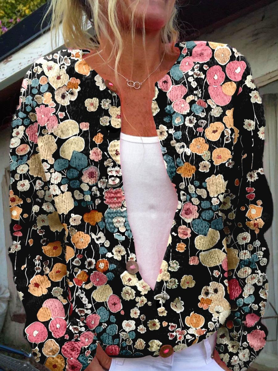 Women's Printed Round Neck Sweater Pullover Leisure Loose Pullover Street Style